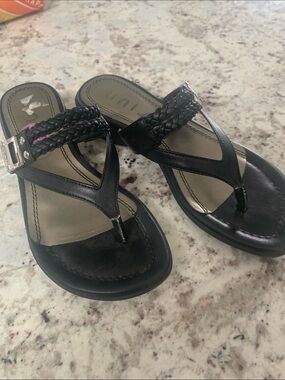 Unisa Black Braided Thong Sandals